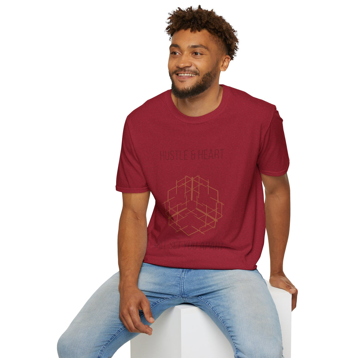 Hustle & Heart Geometric Tee — Motivational Graphic T-Shirt