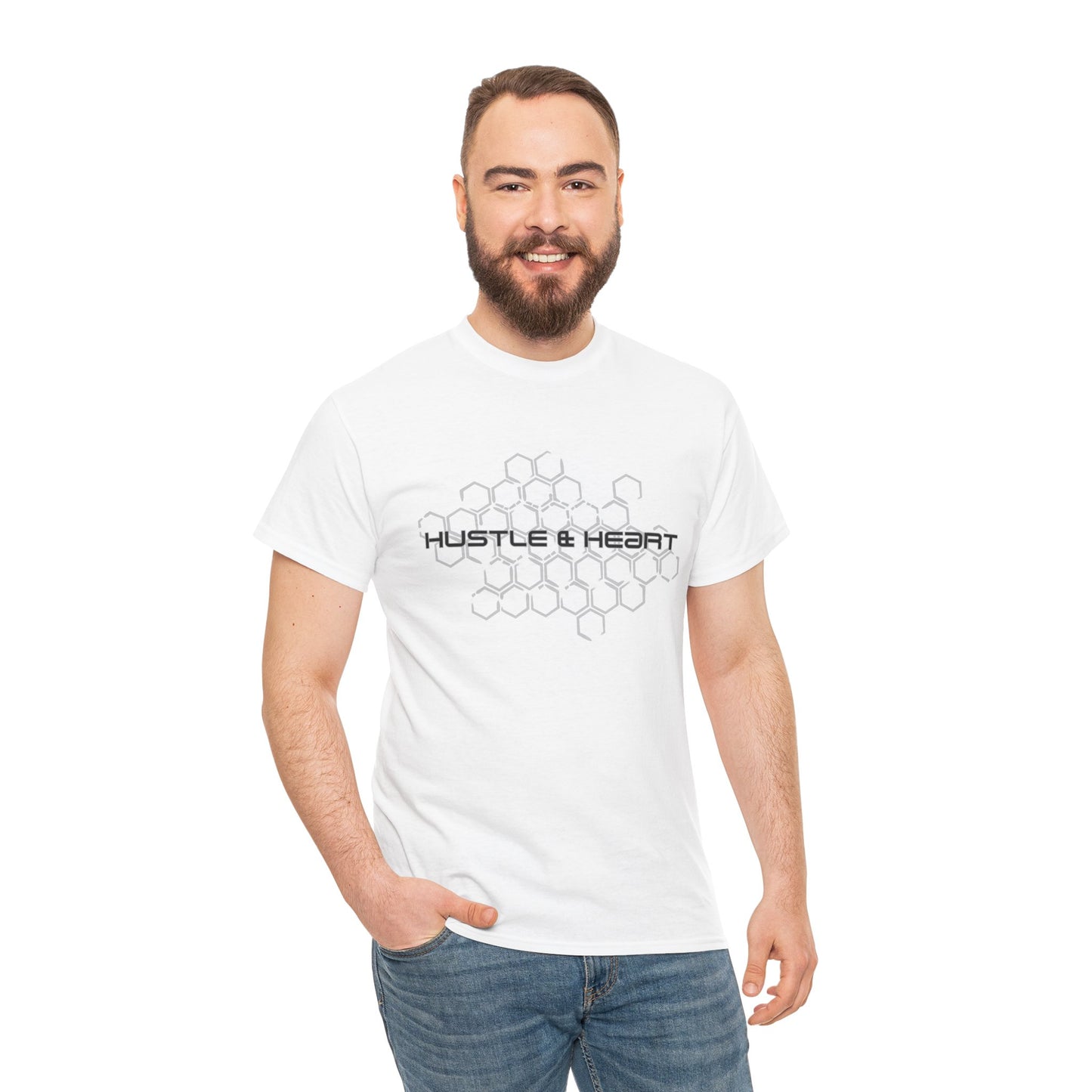 Hustle & Heart T-Shirt — Honeycomb Graphic Motivational Tee