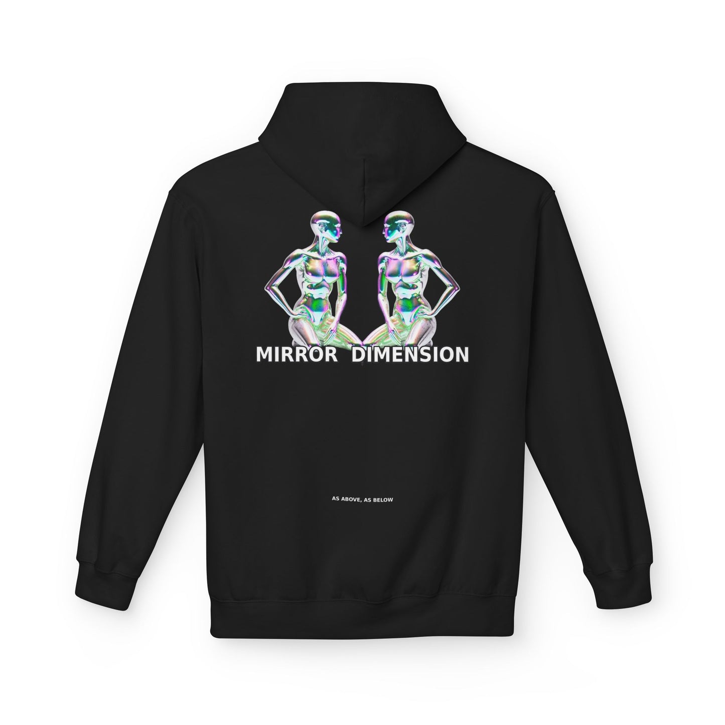 Mirror Dimension Graphic Hoodie — Symmetrical Sci-Fi Alien