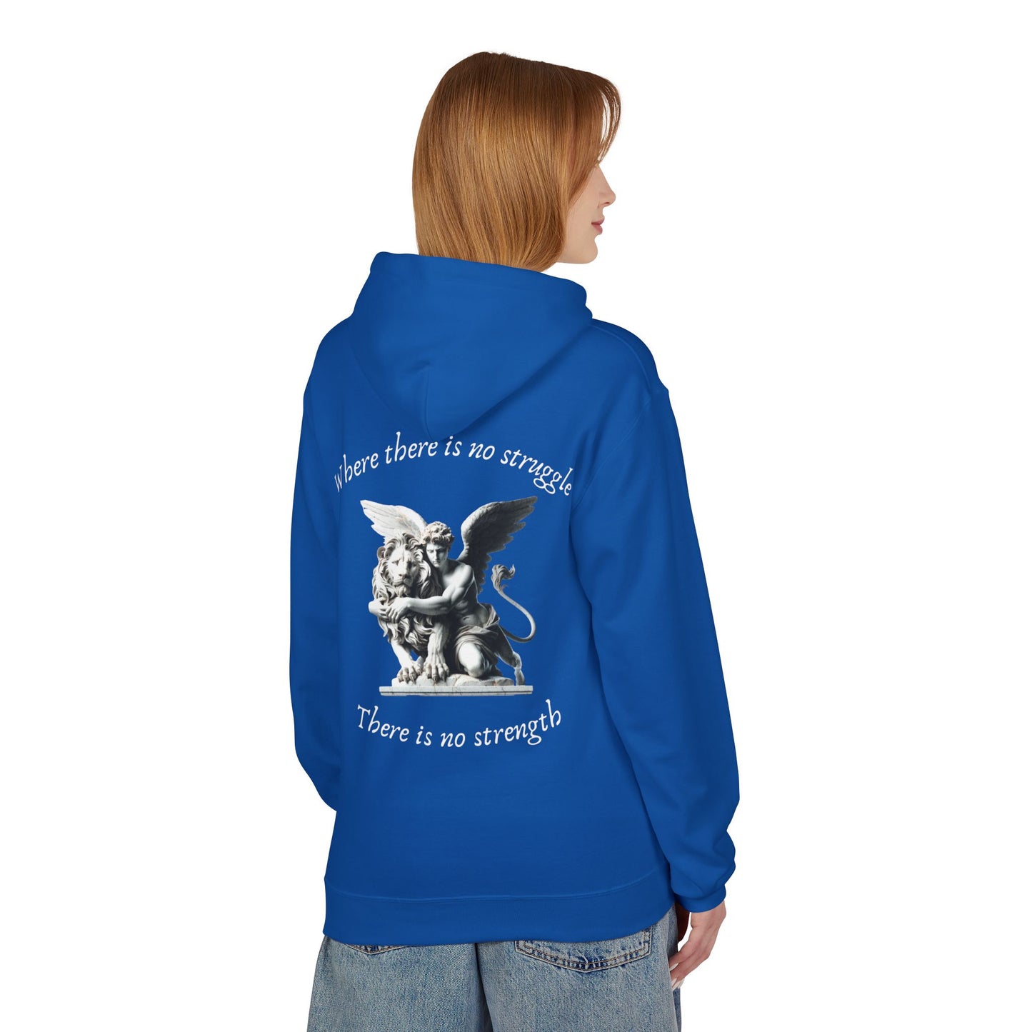 Angel Statue Hoodie – "Where there is no struggle, there is no strength" Inspirational Graphic Hoodie