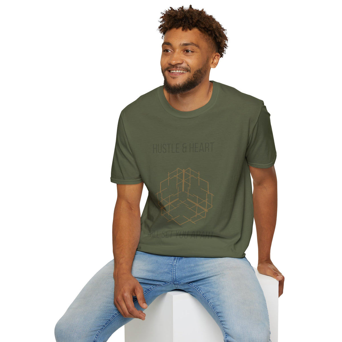 Hustle & Heart Geometric Tee — Motivational Graphic T-Shirt