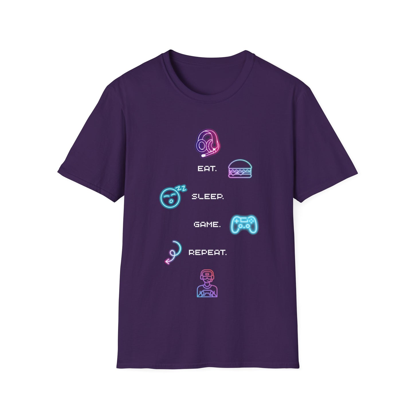 Pastel Gaming Icons T-Shirt — Cute Vaporwave Controller & Skull Tee