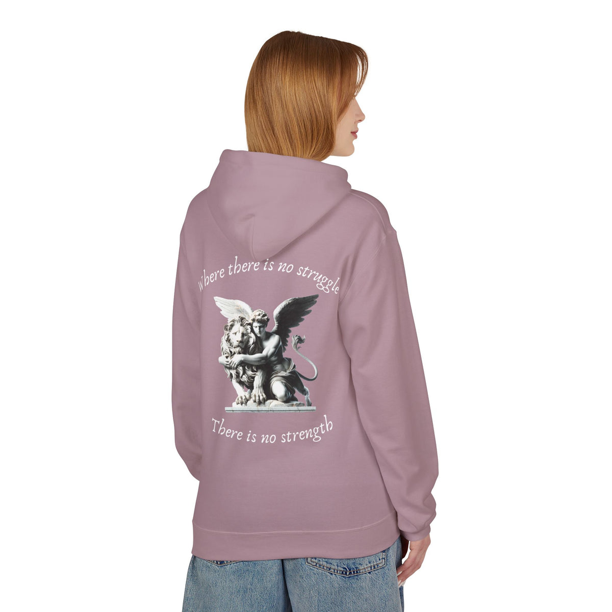 Angel Statue Hoodie – "Where there is no struggle, there is no strength" Inspirational Graphic Hoodie